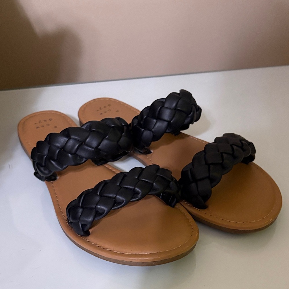a new day Black Braided Sandals